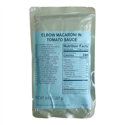 MRE Entree - Elbow Macaroni in Tomato Sauce