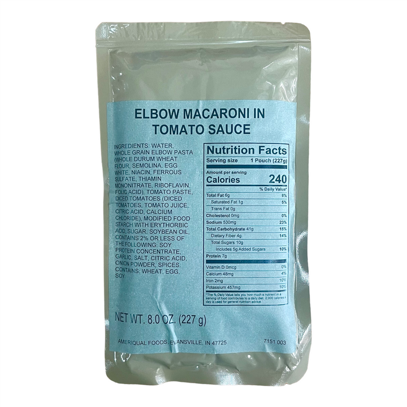 MRE Entree - Elbow Macaroni in Tomato Sauce