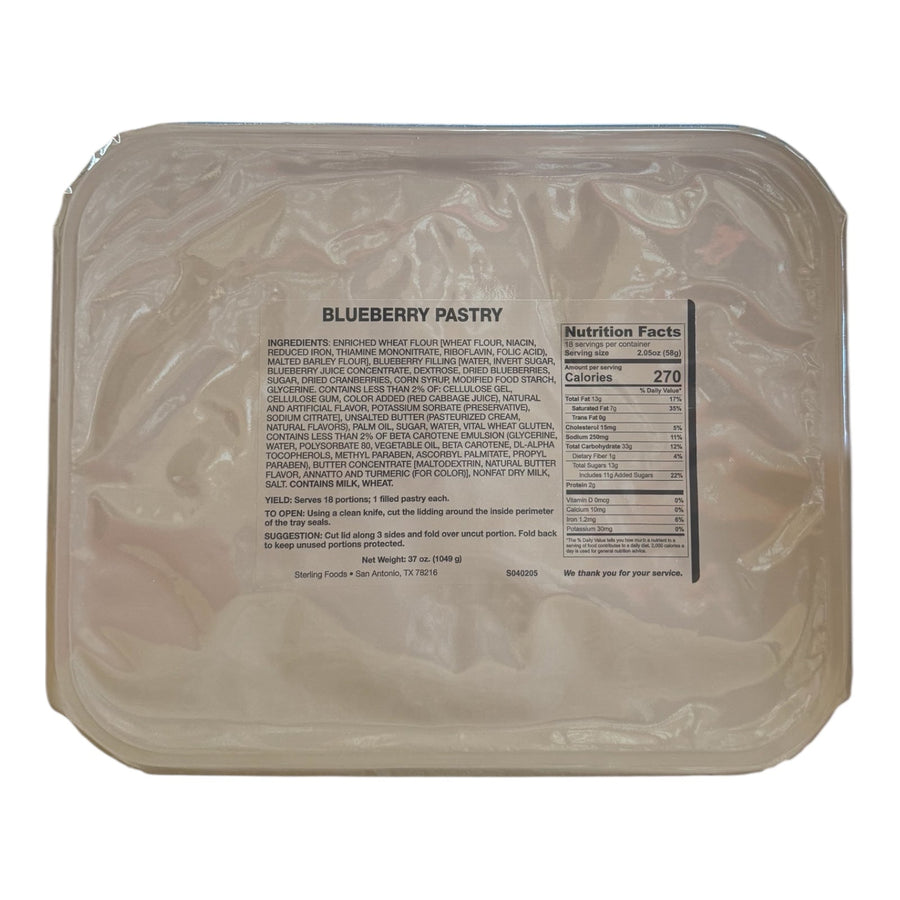 Military MRE Tray Pack, Blueberry Pastry, Ready to Eat (UGR Component)