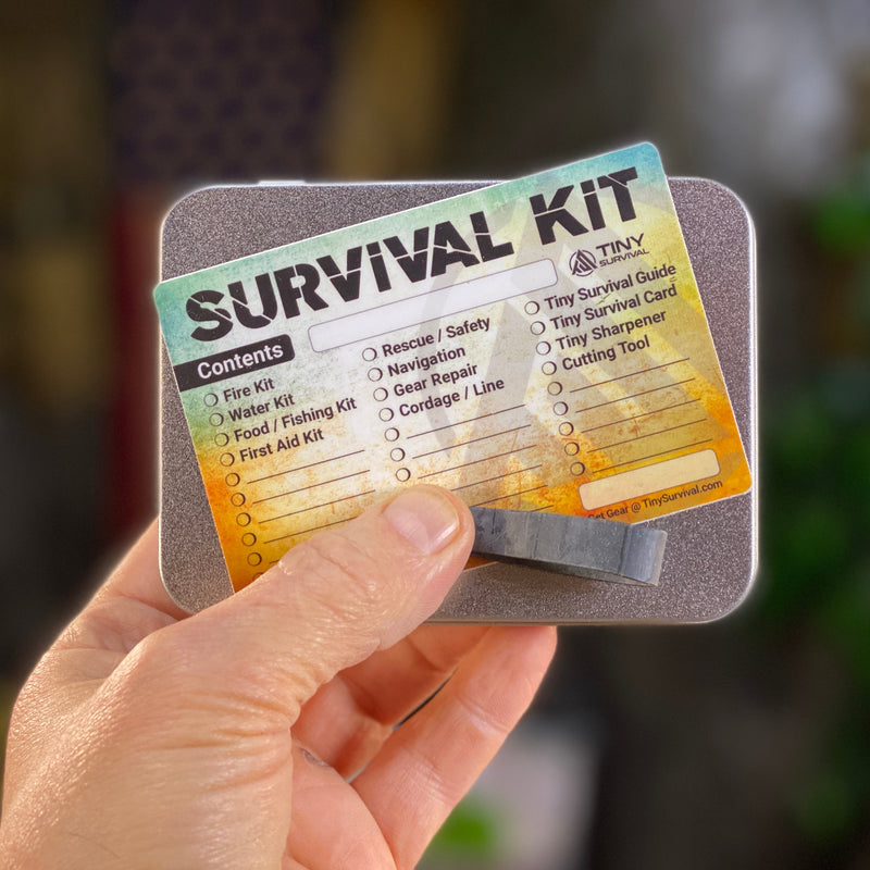 Tiny Survival Tin Kit: Rectangle - LARGE (13.3 c.i.)
