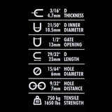 Stainless Steel D-Shackles, 5-Pack | BLACK